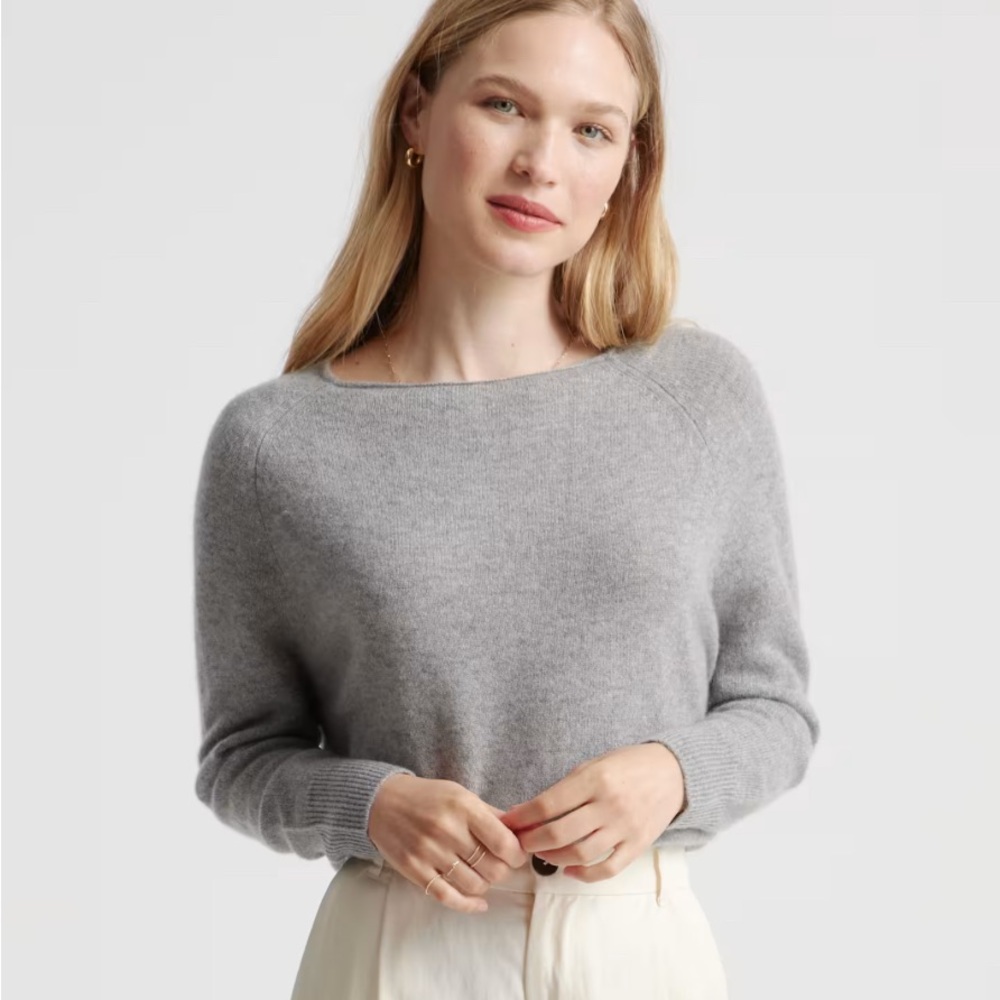 Quince Light Gray Women's Mongolian Cashmere Boatneck Sweater